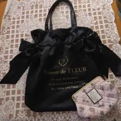 Maison de FLEUR リボン付きトートバッグペーチ付き