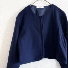 ファミリア ノーカラージャケット ネイビー150 キッズ ウール 小学生卒業式