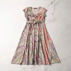 b フィフィーユパリ ワンピース ペイズリー柄 フランス パリ ストレッチ 総柄