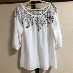 刺繍入りブラウス　七分袖　八分袖　コットン100%