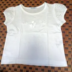 familiar 花の刺繍 Tシャツ ホワイト　100cm