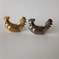 金銀のニワトリ　置物