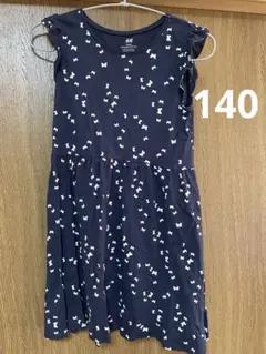 H&M ワンピース140 ノースリーブ半袖オーガニックコットン130 スカート綿