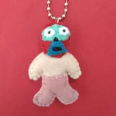 ハンドメイド　フェルトマスコット レスラー　マスクマン　赤マスク