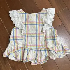 アプレレクール　チェック柄フリルトップス90cm