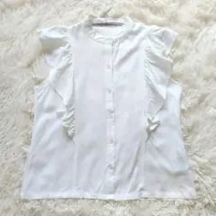 ITEMS URBAN RESEARCH ブラウス　フリル　ノースリーブ　白