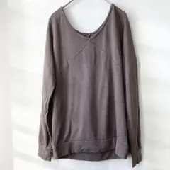 peche　Vネックカットソー　長袖　カーキブラウン（M）