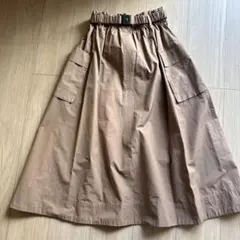 クールカレアン 両サイドポケット、ベルト付きスカート M モカ