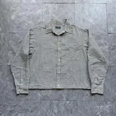 old uniqlo 短丈 チェックシャツ　シアサッカー　ボックスシルエット