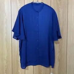ハンドカラー 半袖 シャツ ブルー