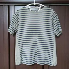 【値下げ交渉歓迎】プチオンフルール ボーダー Tシャツ M カーキ