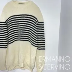 エルマンノシェルヴィーノ 100%カシミヤ ニット ボーダー ビッグシルエット