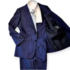 【極美品】Burberrys バーバリースーツ A5ブルー 春夏背抜きノータック