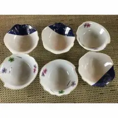 波型花柄小鉢6個セット