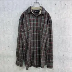 t0040 US 古着 AUTHENTIC 長袖 シャツ グレー チェック M
