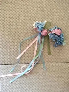 ジゼル　魔法にかけられて　カーテンドレス　髪飾り　2個セット 青とピンクの花