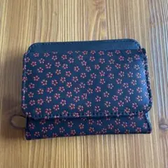 新品未使用　印伝　中BOX小銭入れ　折り財布　桜　ワイン色