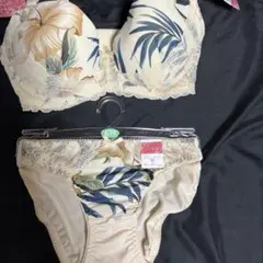 レディースランジェリー　ソフトワイヤー新品上下セット　ボタニカル柄