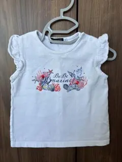 ★値下げ中！【90】BeBeフリル袖Tシャツ（ホワイト）