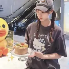grunge BLACKPINK ジス　キティTシャツ