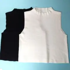 ノースリーブリブニット 白黒セット　オールシーズン