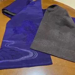 昼夜帯 流水に花紋様 二色暈し笹紋様 織り出し