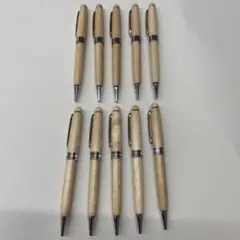 【新品】木製ボールペン10本セット 銀ナチュラル