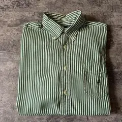 Nautica ストライプ ボタンダウンシャツコットン100% Lサイズグリーン
