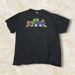 【MARIO スーパーマリオTシャツ ビートルズ アビイ・ロード 黒 2XL】