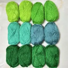 アクリル毛糸 ⑨12玉　300ｇ　6色セット　グリーン　あみぐるみ　小物