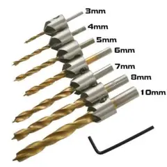 7本セット 面取りカッター HSS 皿穴ドリルビット 皿取り 錐ドリル A2
