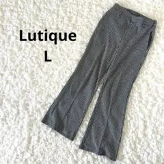 ルティーク　パンツ　フレアーパンツギンガムチェック　ベルトループ付き　L