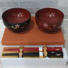 専用☆新品☆夫婦椀・夫婦箸【川連漆器】さくら
