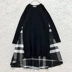 現行✨未使用級✨ビアズリー 後ろタフタビッグチェックチュニックワンピース 洗える