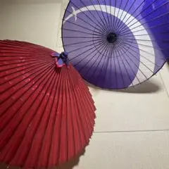 舞踊傘2本セット赤 紫 月の模様