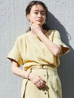 エメルリファインズ★ミントグリーンティアードフリルカットブラウス未使用 UNITED ARROWS green label relaxing｜<EMMEL REFINES>EM