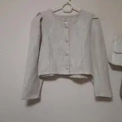 ノーカラージャケット ライトベージュ