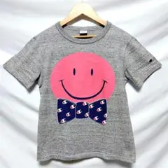 【レア】チャンピオン スマイルTシャツ ボウタイデザイン 目つき グレー