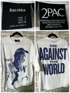 bershka 2PAC メンズS Tシャツ　TUPAC ラップTシャツ　白
