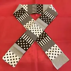 【11】半襟 半衿 ハンドメイド 生地 ハギレ ドット ストライプ 茶 着物