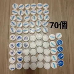 ペットボトルキャップ 白 青文字 70個
