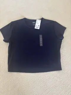 ユニクロ　エアリズム　ネイビー クロップド 半袖Tシャツ 新品