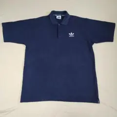 90s00s old adidas ネイビー ポロシャツ L 茄子紺