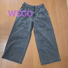 WEGO グレー タックワイドレッグデニムパンツL　ドローコード