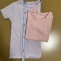 130サイズ フリル Tシャツ ラベンダー とピンク2枚組