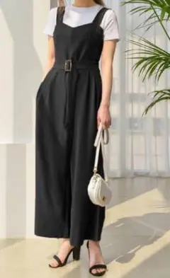 GRL　グレイル　ベルト付オールインワン　ブラック　M