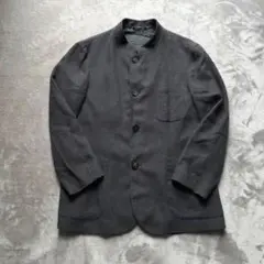 GIORGIO ARMANI スタンドカラージャケット リネン ノーカラー黒タグ