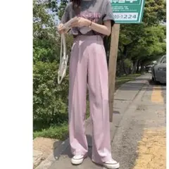 GRL センタープレスストレートパンツ ai07 Ｍ ライトピンク ボトムス