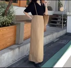 nairo サスペンダーペンシルスカート Camel