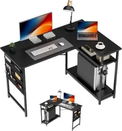 L字デスク オフィス 机　PC　右棚左棚 107奥行きx80幅x74高さcm